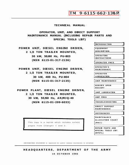 TM 9-6115-662-13P Technical Manual